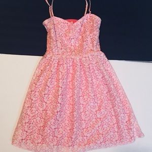 Girly Pink Floral Lace Dress